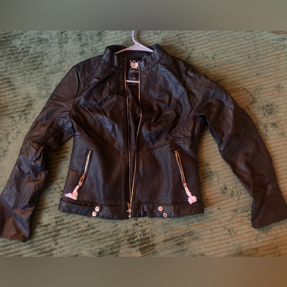 Lock & Love Pleather jacket, size M. Brand new.